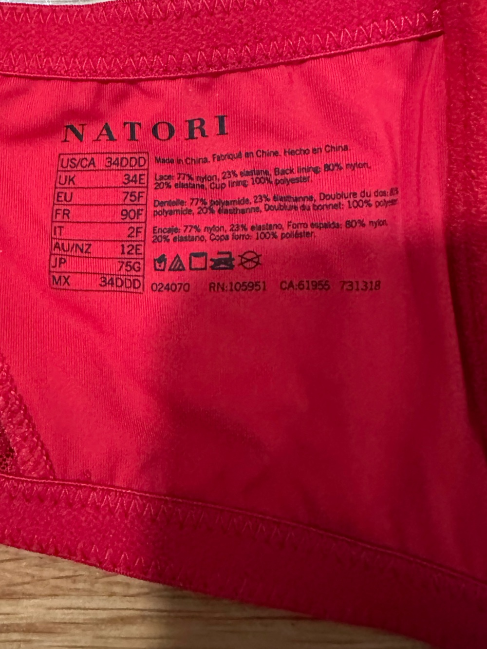 2 - Natori Pretty Smooth Lace T-Shirt Bra - Red and Black - Picture 5 of 8